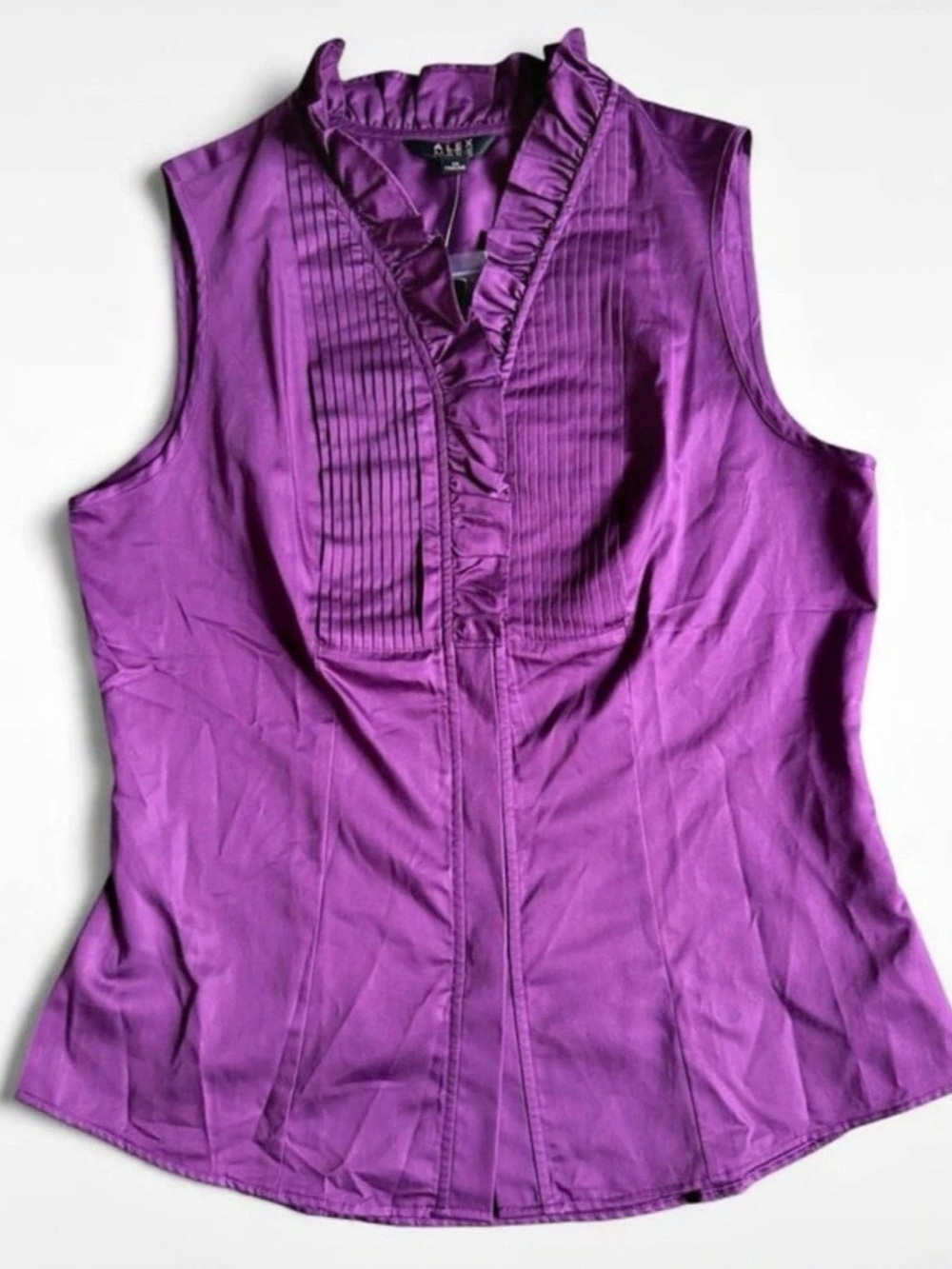 Alex Marie Ruffled Collar Cotton Blouse in Purple Size 10 NWT